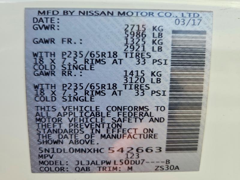 Продажа на аукционе авто 2017 Infiniti Qx60, vin: 5N1DL0MNXHC542663, номер лота: 62821276