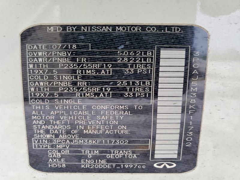 Продаж на аукціоні авто 2019 Infiniti Qx50, vin: 3PCAJ5M38KF117302, номер лоту: 65602396