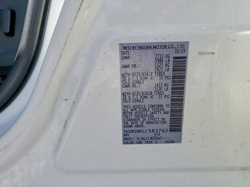 Продажа на аукционе авто 2020 Nissan Pathfinder, vin: 5N1DR2BM1LC583762, номер лота: 65048706