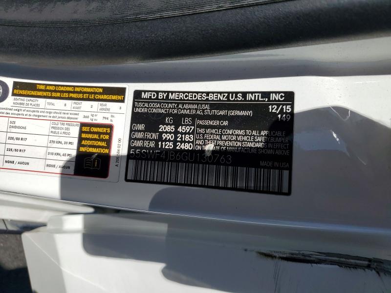 63796686 :رقم المزاد ، 55SWF4JB6GU130763 vin ، 2016 Mercedes-benz C مزاد بيع