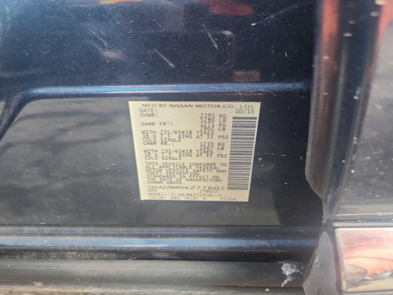 Aukcja sprzedaży 2015 Nissan Murano, vin: 5N1AZ2MH0FN277602, numer aukcji: 64797166