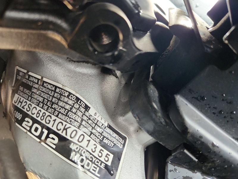 63240076 :رقم المزاد ، JH2SC68G1CK001355 vin ، 2012 Honda Gl1800 مزاد بيع
