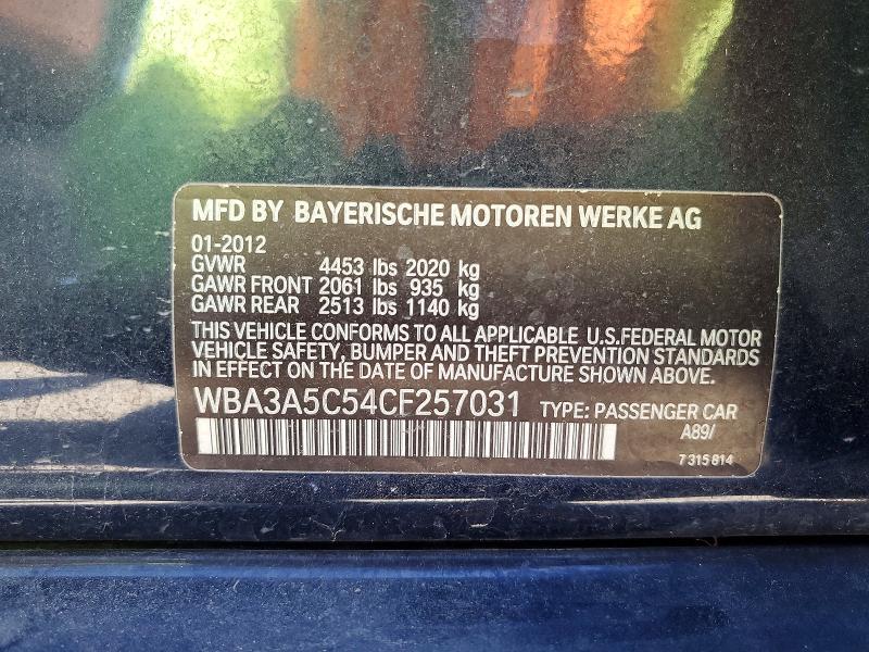 2012 Bmw 328 მანქანა იყიდება აუქციონზე, vin: WBA3A5C54CF257031, აუქციონის ნომერი: 63196486