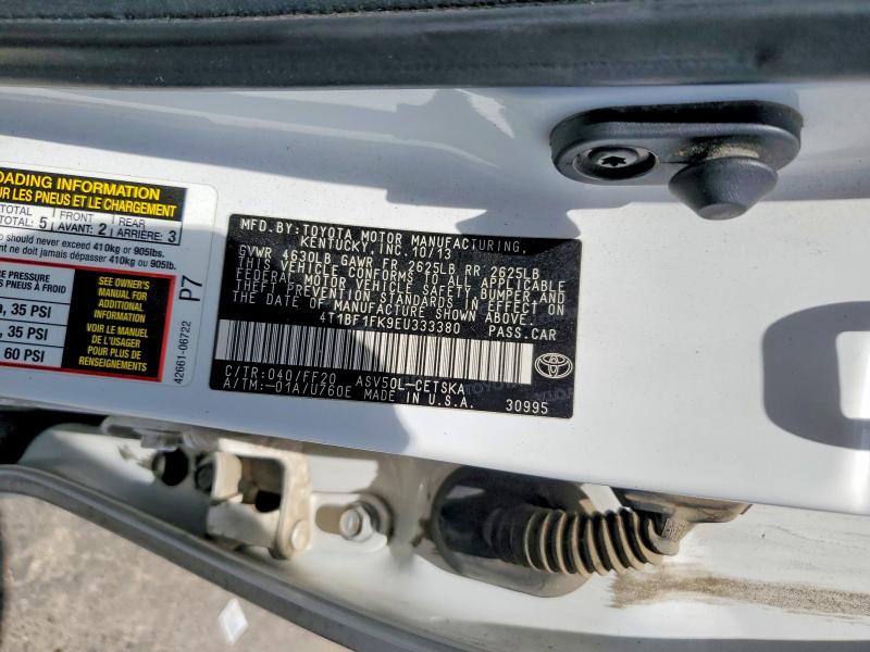 2014 Toyota Camry მანქანა იყიდება აუქციონზე, vin: 4T1BF1FK9EU333380, აუქციონის ნომერი: 63263276