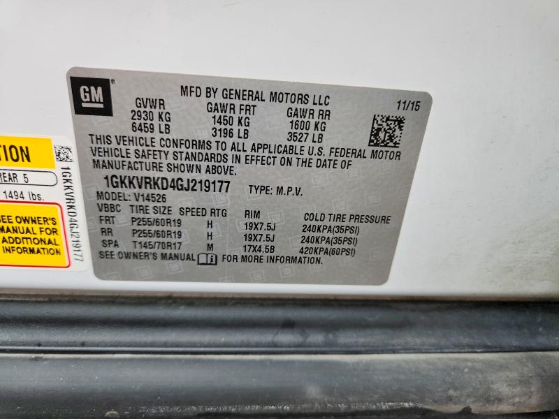 2016 Gmc Acadia მანქანა იყიდება აუქციონზე, vin: 1GKKVRKD4GJ219177, აუქციონის ნომერი: 65137486