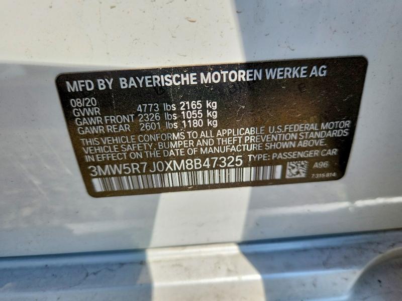 Продажа на аукционе авто 2021 Bmw 330xi, vin: 3MW5R7J0XM8B47325, номер лота: 67005886