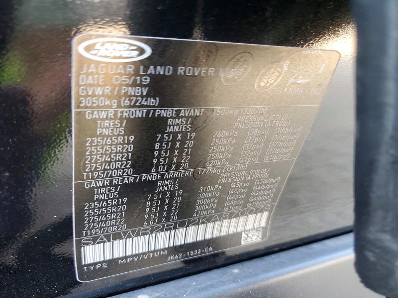 Aukcja sprzedaży 2019 Land Rover Range Rover Sport, vin: SALWR2RU2KA870078, numer aukcji: 64377076