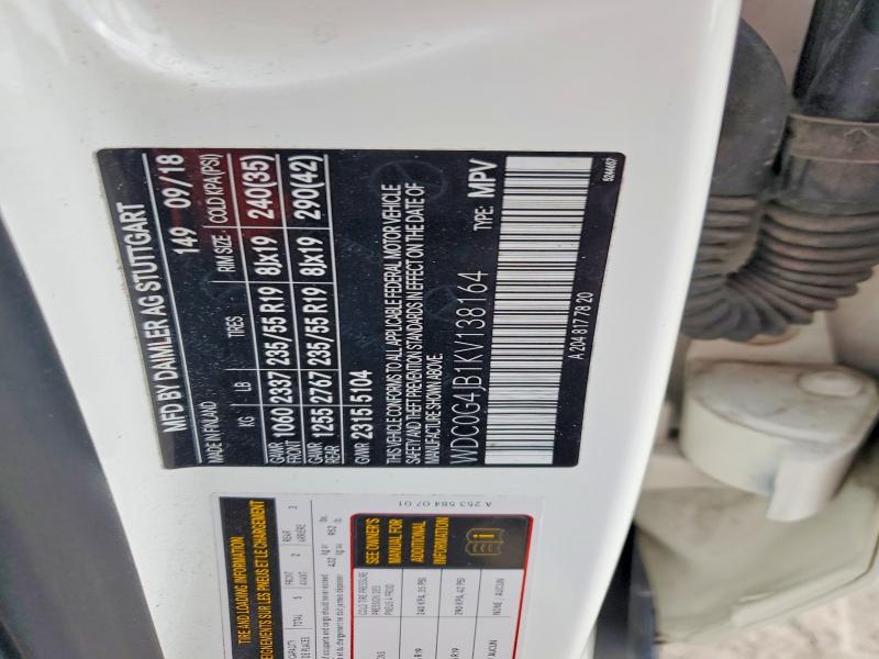 Aukcja sprzedaży 2019 Mercedes-benz Glc, vin: WDC0G4JB1KV138164, numer aukcji: 65166696