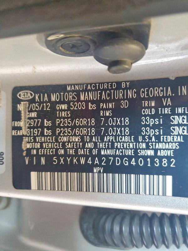 Aukcja sprzedaży 2013 Kia Sorento, vin: 5XYKW4A27DG401382, numer aukcji: 63336566