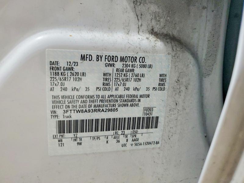Продаж на аукціоні авто 2024 Ford Maverick, vin: 3FTTW8A93RRA29805, номер лоту: 65689026