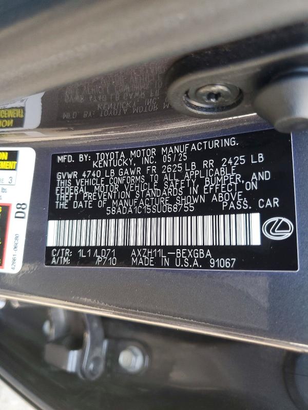 Aukcja sprzedaży 2025 Lexus Es 300h, vin: 58ADA1C15SU068755, numer aukcji: 64290016