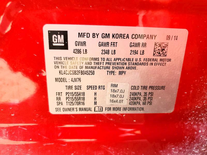 66076426 :رقم المزاد ، KL4CJCSB2FB045250 vin ، 2015 Buick Encore مزاد بيع