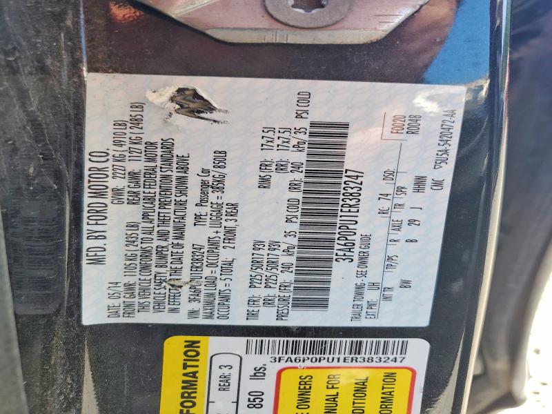 Продажа на аукционе авто 2014 Ford Fusion, vin: 3FA6P0PU1ER383247, номер лота: 63763206