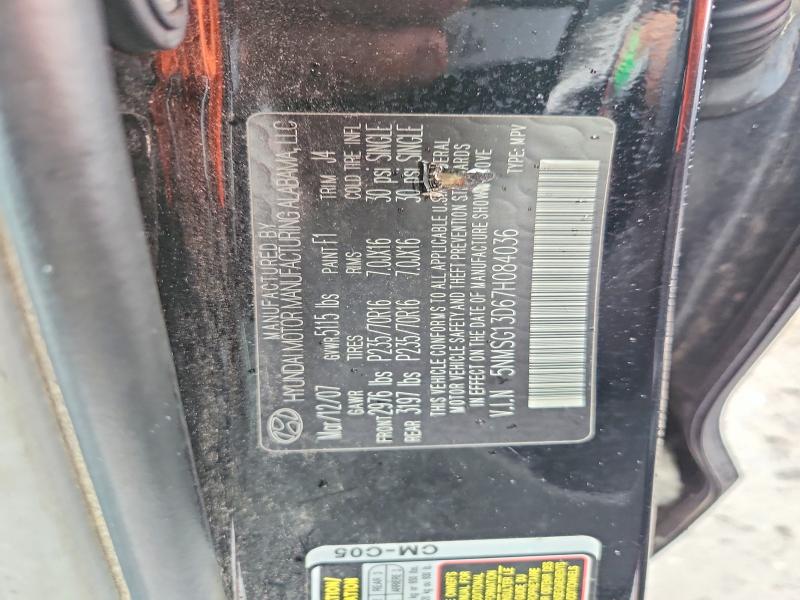 Продажа на аукционе авто 2007 Hyundai Santa Fe, vin: 5NMSG13D67H084036, номер лота: 63735956