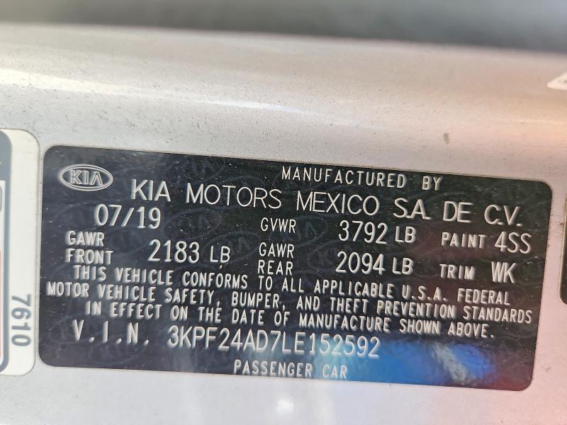 65379166 :رقم المزاد ، 3KPF24AD7LE152592 vin ، 2020 Kia Forte مزاد بيع