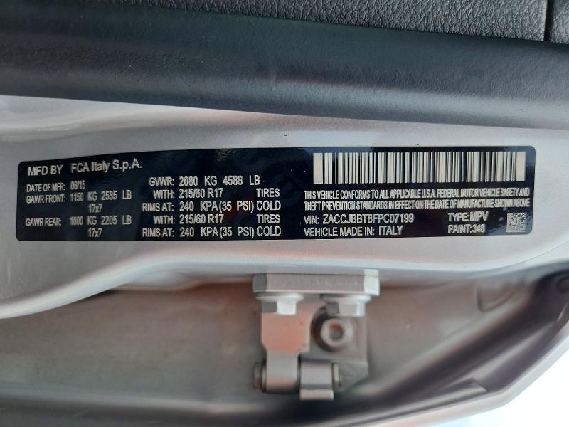 Aukcja sprzedaży 2015 Jeep Renegade, vin: ZACCJBBT8FPC07199, numer aukcji: 64409896