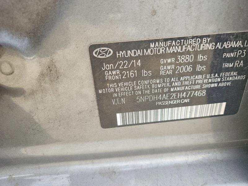 Aukcja sprzedaży 2014 Hyundai Elantra, vin: 5NPDH4AE2EH477468, numer aukcji: 66057666