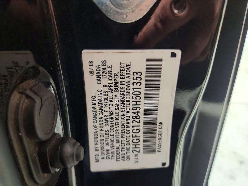 64853136 :رقم المزاد ، 2HGFG12849H501353 vin ، 2009 Honda Civic مزاد بيع