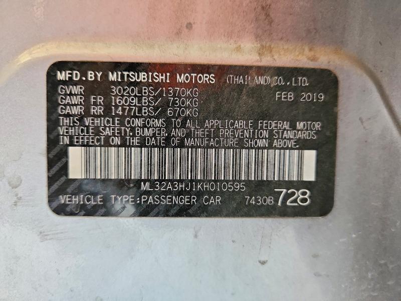 Продажа на аукционе авто 2019 Mitsubishi Mirage, vin: ML32A3HJ1KH010595, номер лота: 65041256