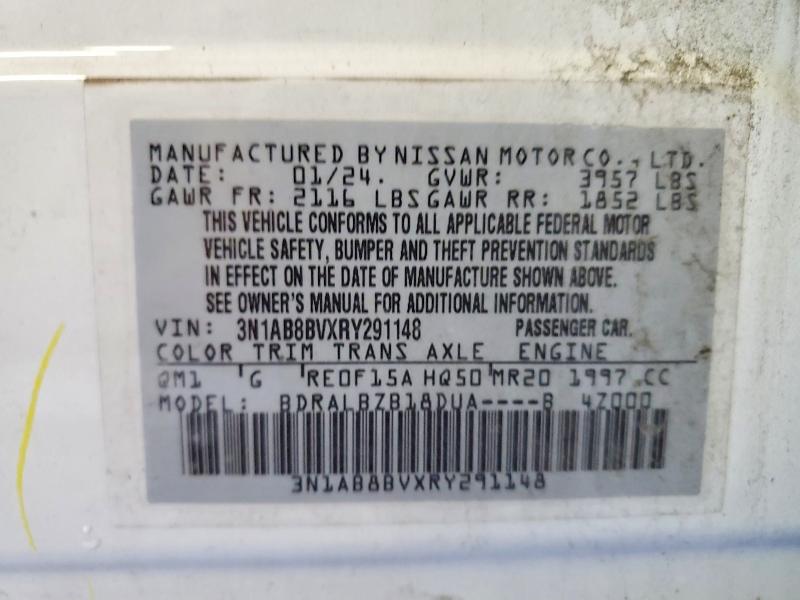 65819576 :رقم المزاد ، 3N1AB8BVXRY291148 vin ، 2024 Nissan Sentra مزاد بيع