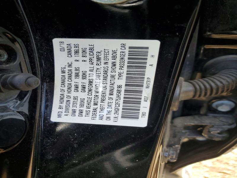 Aukcja sprzedaży 2018 Honda Civic, vin: 2HGFC2F75JH548186, numer aukcji: 63142476