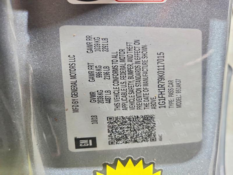 Aukcja sprzedaży 2019 Chevrolet Camaro, vin: 1G1FH1R79K0117015, numer aukcji: 65140096