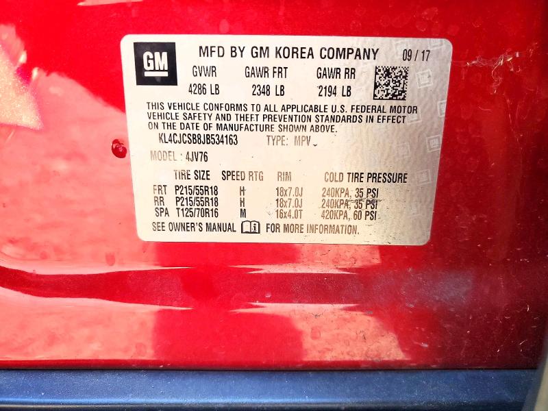 Продажа на аукционе авто 2018 Buick Encore, vin: KL4CJCSB8JB534163, номер лота: 65209726