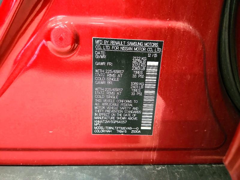 64668716 :رقم المزاد ، KNMAT2MV5GP641157 vin ، 2016 Nissan Rogue مزاد بيع