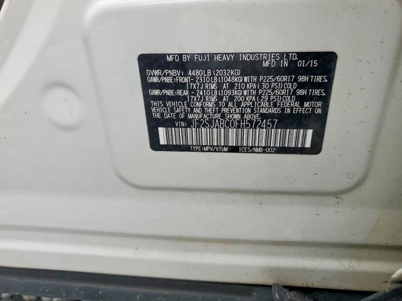 63374556 :رقم المزاد ، JF2SJABC0FH572457 vin ، 2015 Subaru Forester مزاد بيع