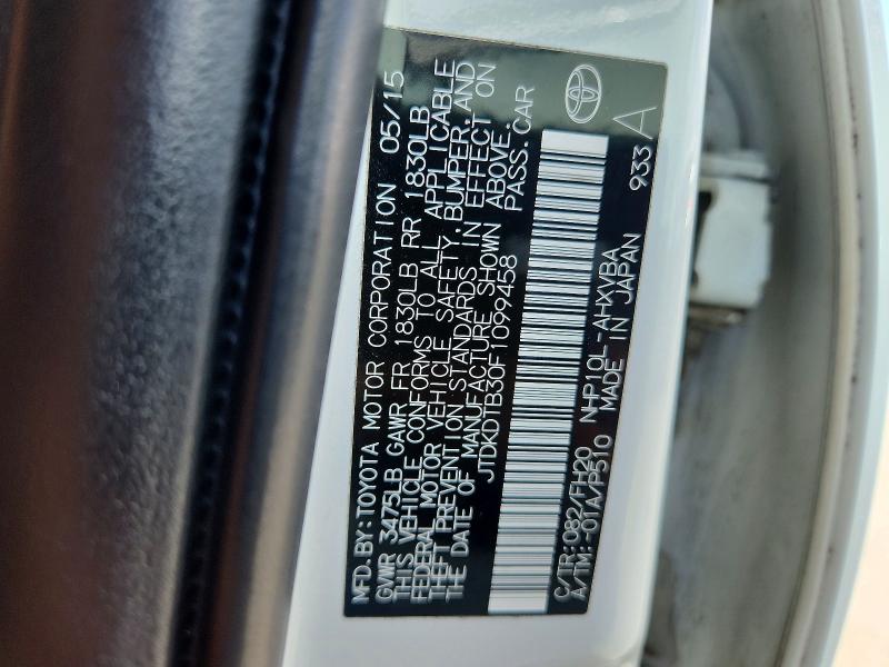 2015 Toyota Prius C მანქანა იყიდება აუქციონზე, vin: JTDKDTB30F1099458, აუქციონის ნომერი: 65831336