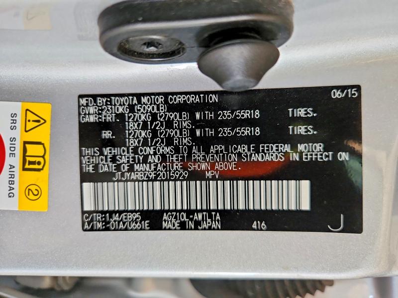 Aukcja sprzedaży 2015 Lexus Nx, vin: JTJYARBZ9F2015929, numer aukcji: 66143616
