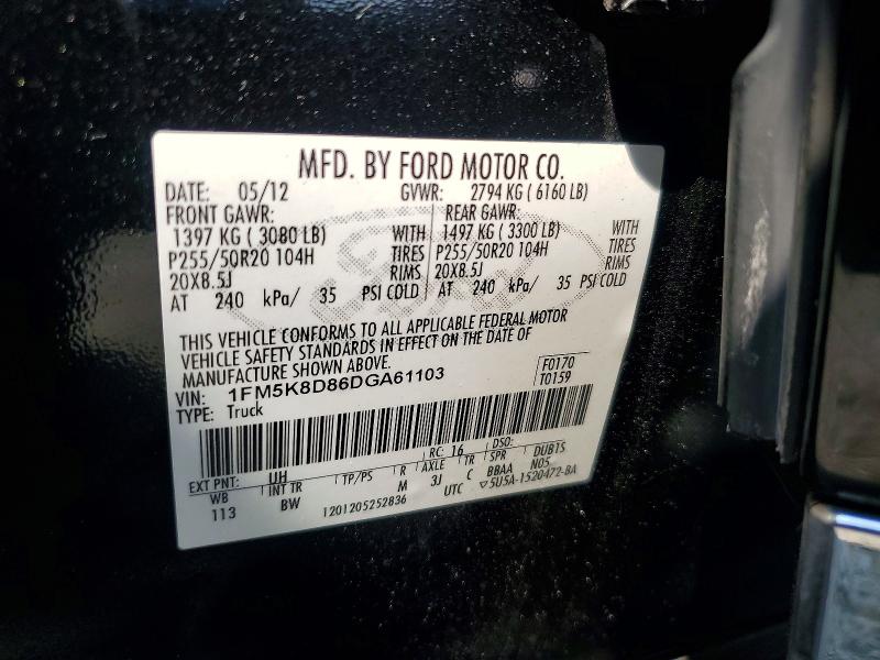 Aukcja sprzedaży 2013 Ford Explorer, vin: 1FM5K8D86DGA61103, numer aukcji: 64972376