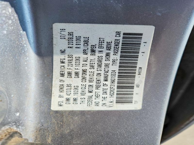 Auction sale of the 2017 Honda Accord, vin: 1HGCR2F31HA015534, lot number: 65542866