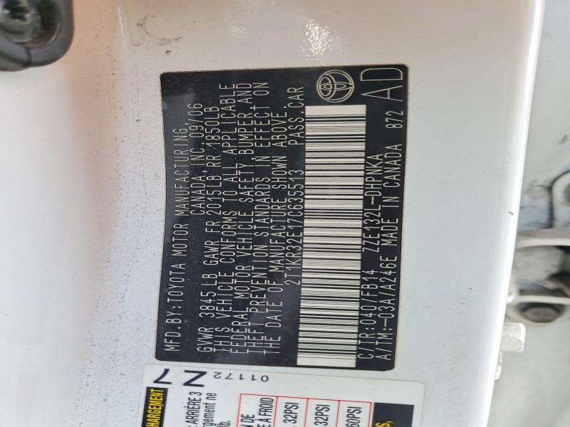 2007 Toyota Matrix მანქანა იყიდება აუქციონზე, vin: 2T1KR32E17C635513, აუქციონის ნომერი: 64495386