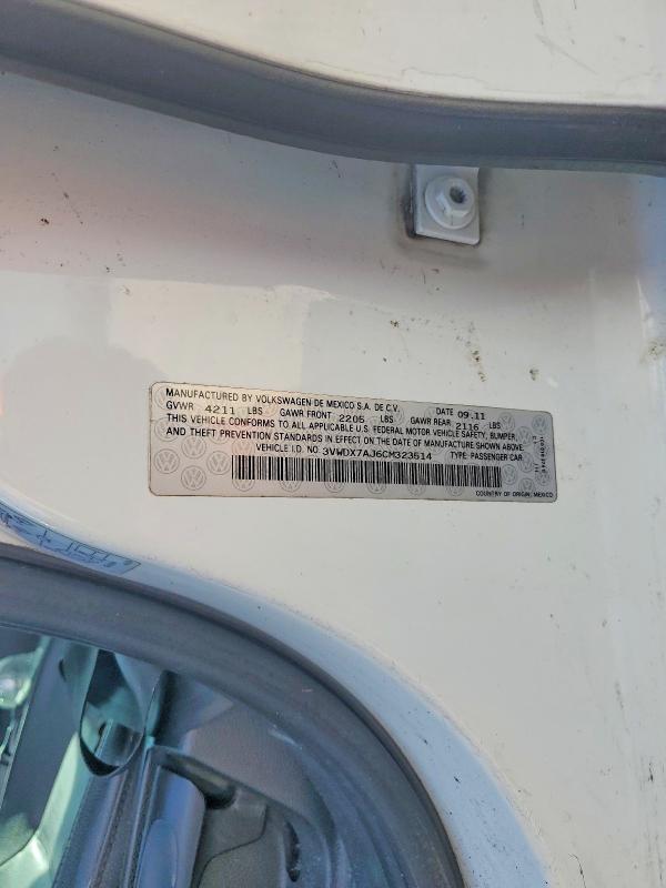 Продажа на аукционе авто 2012 Volkswagen Jetta, vin: 3VWDX7AJ6CM323514, номер лота: 64817366