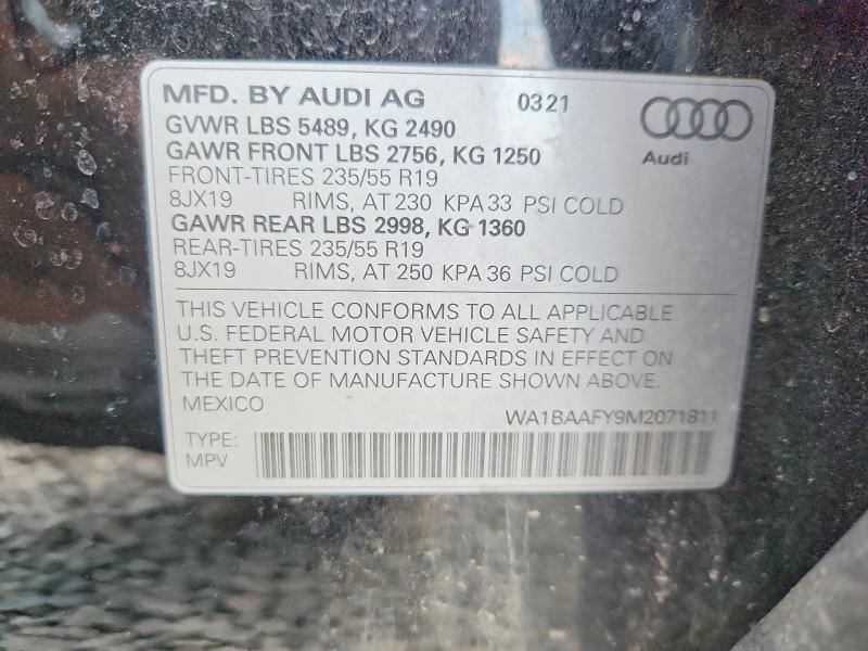 Aukcja sprzedaży 2021 Audi Q5, vin: WA1BAAFY9M2071811, numer aukcji: 66766536