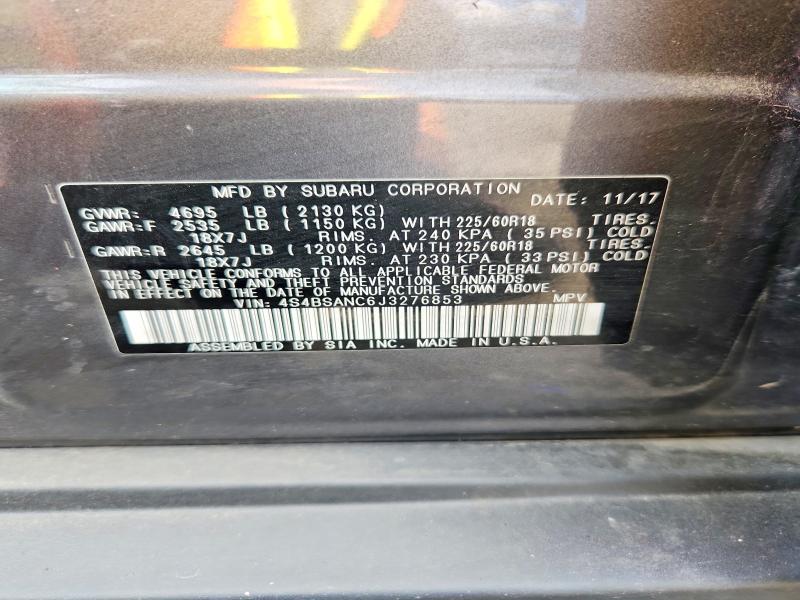 2018 Subaru Outback მანქანა იყიდება აუქციონზე, vin: 4S4BSANC6J3276853, აუქციონის ნომერი: 67028836