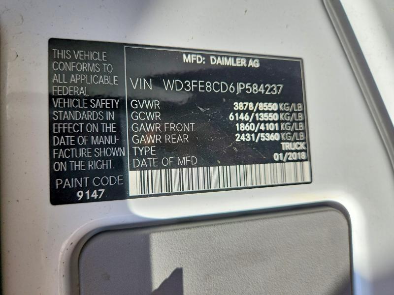 Aukcja sprzedaży 2018 Mercedes-benz Sprinter, vin: WD3FE8CD6JP584237, numer aukcji: 66501246
