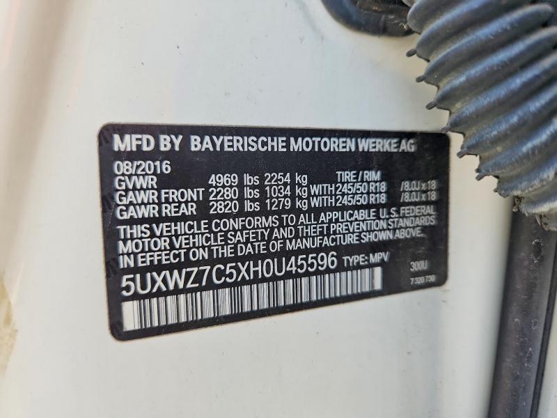 Aukcja sprzedaży 2017 Bmw X3, vin: 5UXWZ7C5XH0U45596, numer aukcji: 63040926