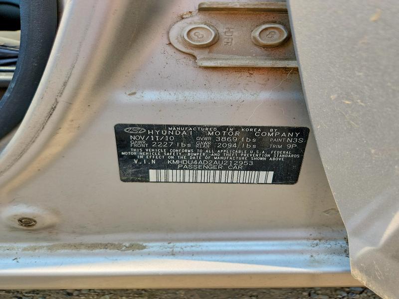 Продажа на аукционе авто 2010 Hyundai Elantra, vin: KMHDU4AD2AU212953, номер лота: 62777466