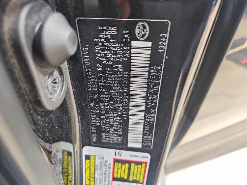 Продажа на аукционе авто 2021 Toyota Camry, vin: 4T1C11AKXMU472099, номер лота: 63912076