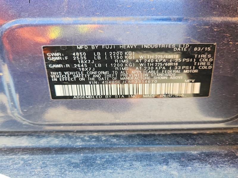 Aukcja sprzedaży 2015 Subaru Outback, vin: 4S4BSEJC8F3314670, numer aukcji: 65229096
