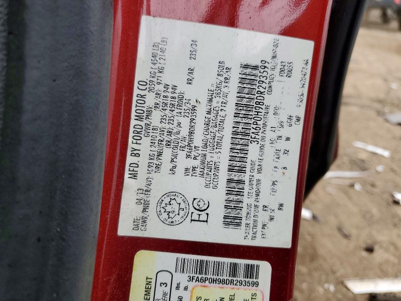 Auction sale of the 2013 Ford Fusion, vin: 3FA6P0H98DR293599, lot number: 64815716