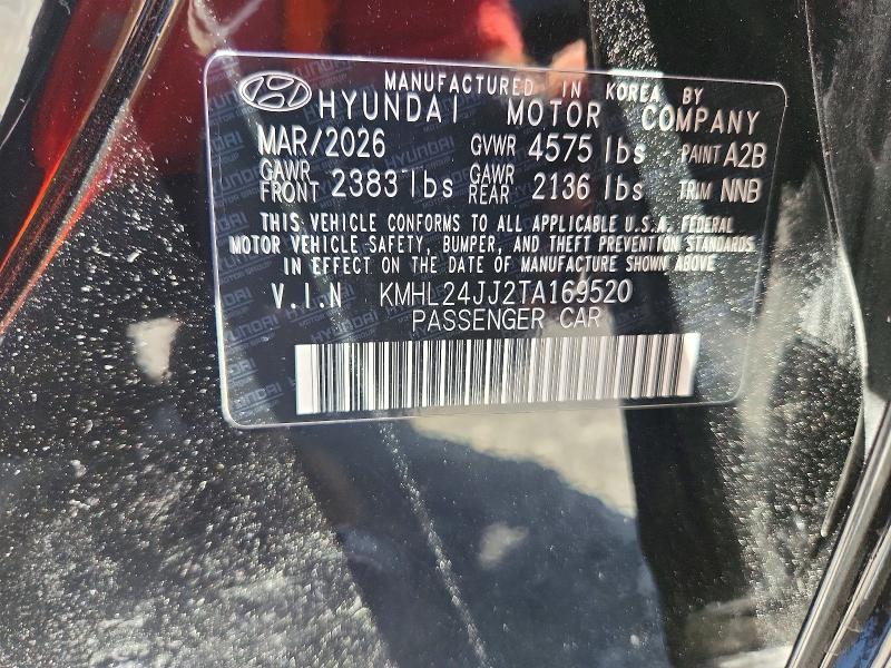 63821216 :رقم المزاد ، KMHL24JJ2TA169520 vin ، 2026 Hyundai Sonata Hybrid مزاد بيع