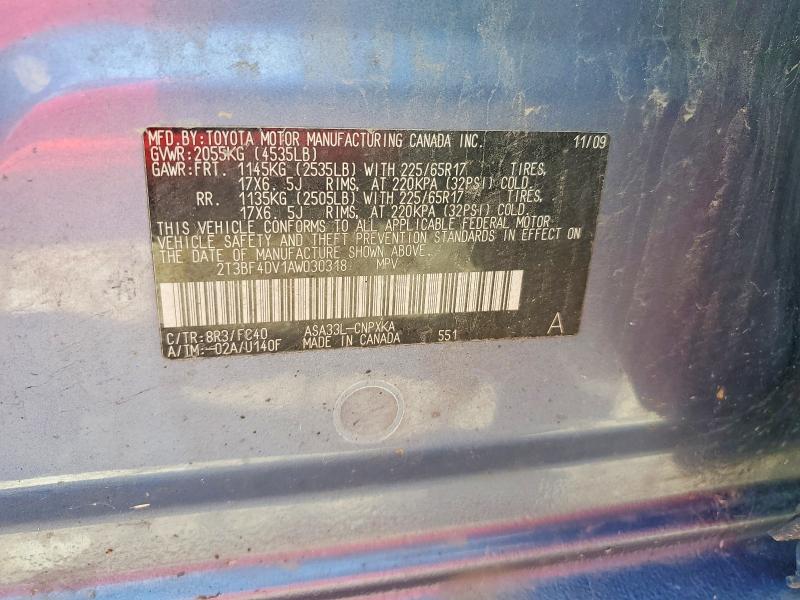 65200906 :رقم المزاد ، 2T3BF4DV1AW030318 vin ، 2010 Toyota Rav4 مزاد بيع