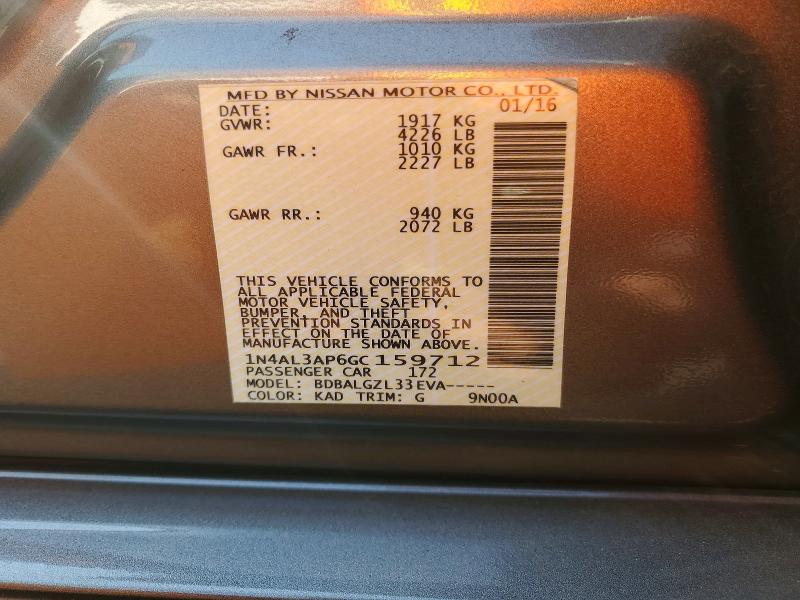 64588276 :رقم المزاد ، 1N4AL3AP6GC159712 vin ، 2016 Nissan Altima مزاد بيع