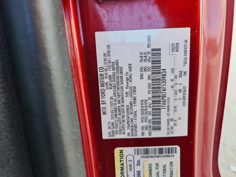 2015 Ford Mustang მანქანა იყიდება აუქციონზე, vin: 1FA6P8CF6F5309834, აუქციონის ნომერი: 65297966