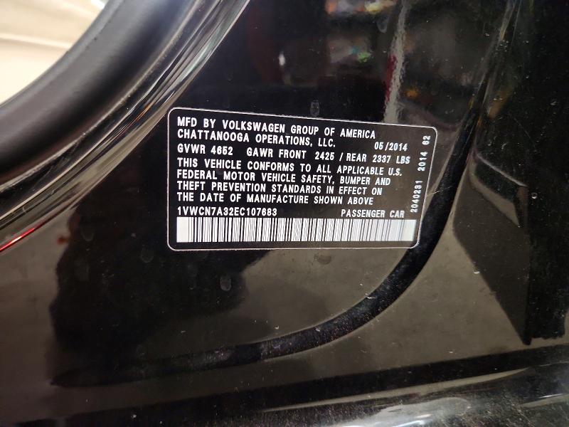 Продажа на аукционе авто 2014 Volkswagen Passat, vin: 1VWCN7A32EC107683, номер лота: 65136906
