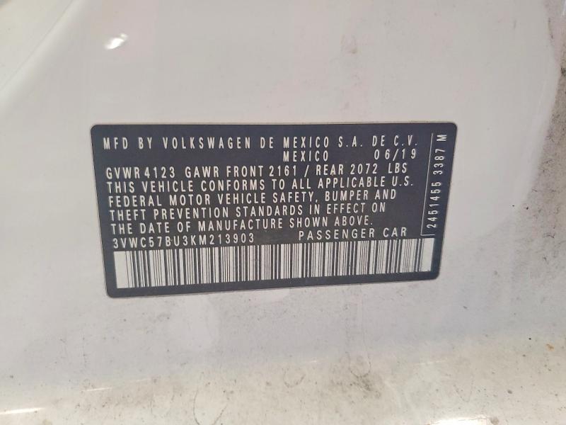 Продаж на аукціоні авто 2019 Volkswagen Jetta, vin: 3VWC57BU3KM213903, номер лоту: 66749856