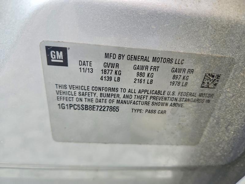 2014 Chevrolet Cruze მანქანა იყიდება აუქციონზე, vin: 1G1PC5SB8E7227865, აუქციონის ნომერი: 65164606